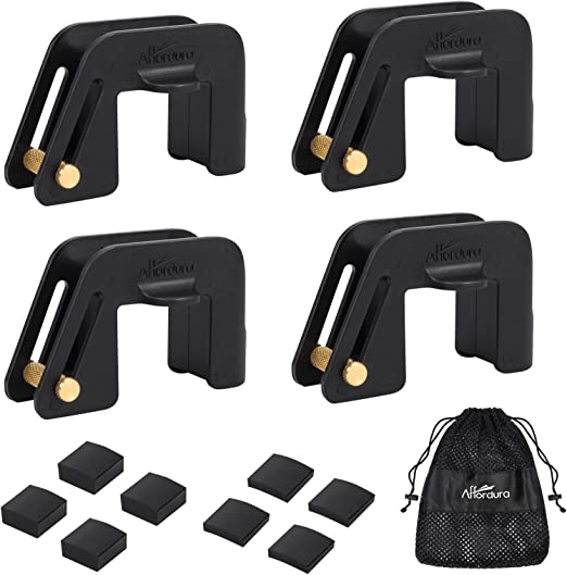 Photo 1 of Affordura Boat Fender Clips for 1-1.5 Inch Pontoon Rail Boat Bumper Clips with 8 Pads Boat Fender Holders Pontoon Fender Clips 4 Packs