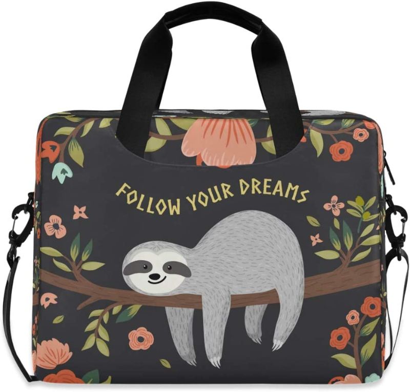 Photo 1 of Laptop Bag Case 13 14 15.6 inch Flower Sloth Briefcase Bag
