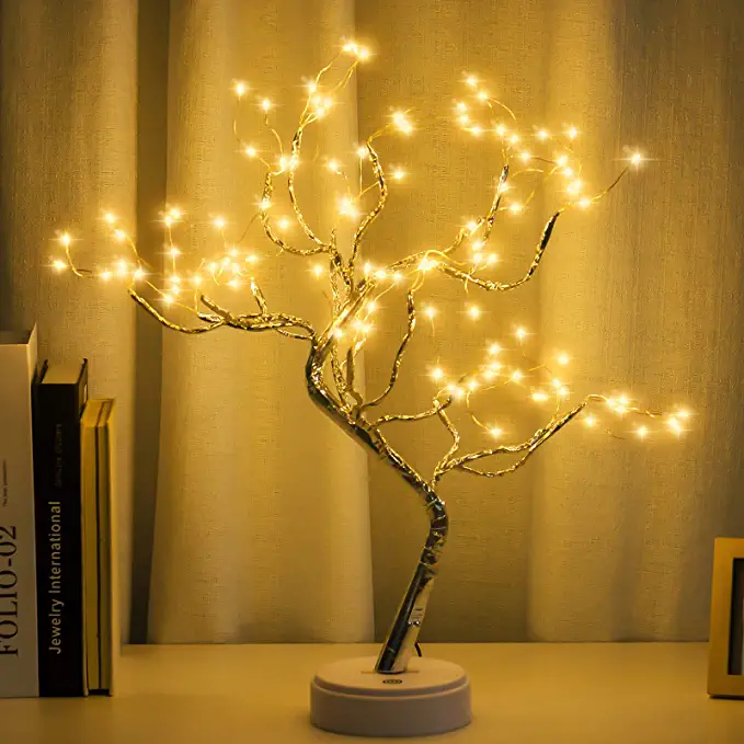 Photo 1 of 20" Tabletop Bonsai Tree Light with 108 LED Copper Wire String Lights, DIY Artificial Tree Lamp, Battery/USB Operated, for Bedroom Desktop Christmas Party Indoor Decoration Lights (Warm White)
