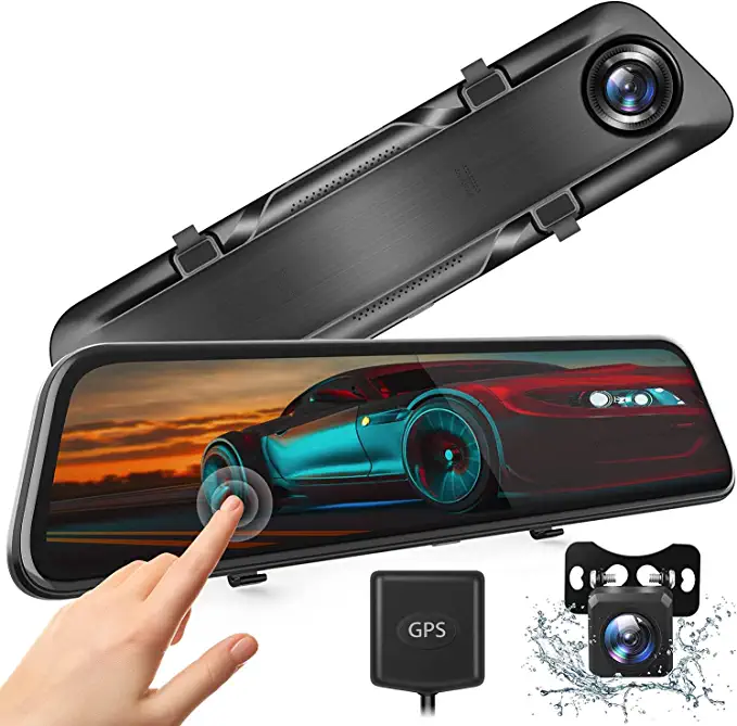 Photo 1 of 12” 4K Mirror Dash Cam for Cars, GPS Tracking, Voice Control, Full Touch Screen Rear View Mirror Camera, Waterproof Backup Camera 2.5K Max, Super Night Vision
