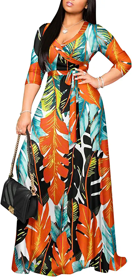 Photo 1 of FANDEE Plus Size Maxi Dress for Women Casual Summer Sundress V-Neck 3/4 Sleeve
XL