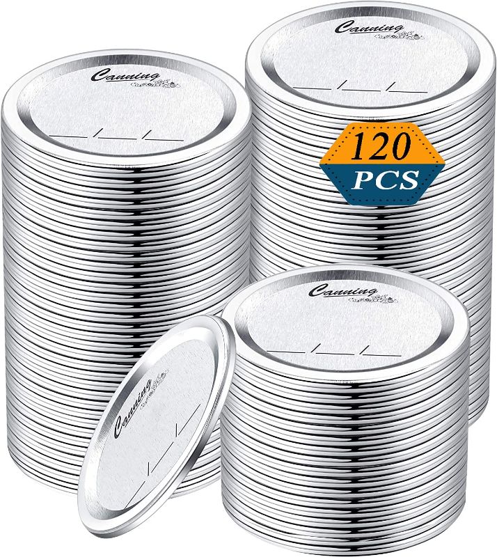 Photo 1 of 120-Count Mason Jar Lids Regular Mouth 70mm Canning Lids,with Silicone Seals Rings
