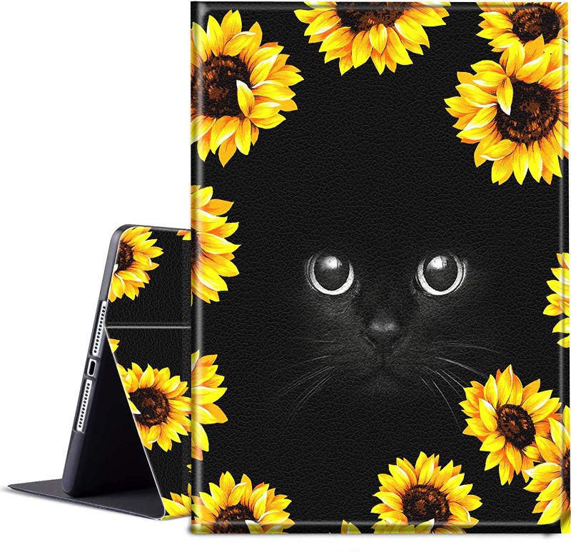 Photo 1 of BEROSET Tablet Case for All New Kindle Fire 7 (9th/7th/5th Generation,2019/2017/2015,),with Adjustable Stand & Auto Wake/Sleep Feature Smart Protect Cover for Kindle Fire 7 - Sunflower and Black Cat