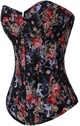 Photo 1 of Alivila.Y Fashion Womens Vintage Floral Denim Overbust Corset Bustier Top 3XL
