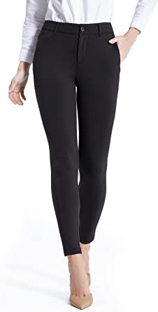 Photo 1 of Balleay Art Black Pants for Women Zipper Stretch Work Pants Casual Straight Leg Pants with Pockets SMALL

