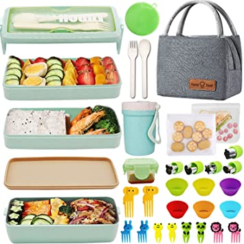 Photo 1 of 30 PCs Bento Box Upgrade Japanese Lunch Box Kit for Kids/Adult,3 Layer Stackable Leakproof Lunch Box Containers with Accessories
