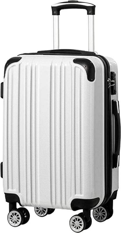 Photo 1 of Coolife Luggage Expandable(only 28") Suitcase PC+ABS Spinner 20in 24in 28in Carry on (white grid new, S(20in)_carry on)
---20INCH---