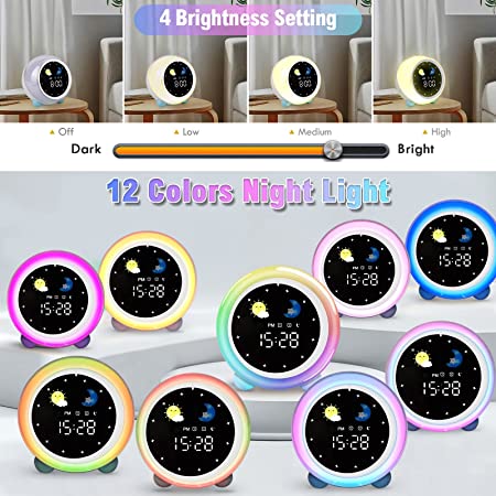 Photo 2 of Alarm Clock for Kids, Elanwalk Sleep Sounds Machine, Time to Wake Up/Sleep Training Dual Alarm Clock with Charging Port 