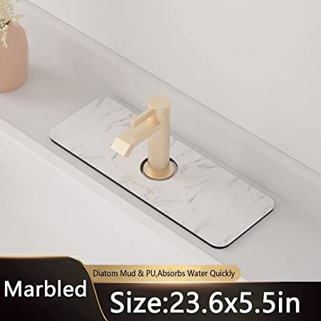 Photo 1 of 2 Pack Faucet Absorbent Mat, Sink Splash Guard, Washable Faucet Splash Catcher, Diatomaceous Earth Sink Mat, Splash Guard Drip Catcher, Marbled Drying Mat for Kitchen, Bathroom
