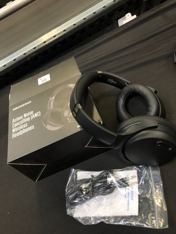 Photo 5 of Active Noise Cancelling Headphones, HROEENOI JZ02 Bluetooth Headphones, Wireless Over Ear Headphones with CVC 8.0 Microphone Deep Bass Headset, 40 Hours Playtime for Travel Work Phone - Black
