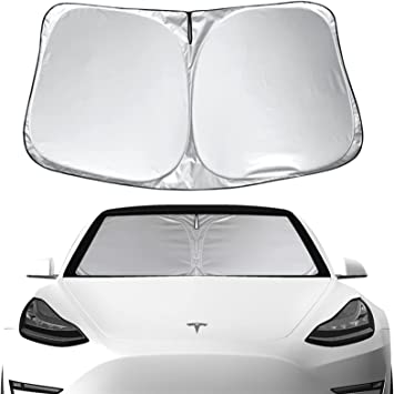 Photo 1 of NOTHOMME Car Windshield Sunshade, 1 Piece Windshield Sunshade for Tesla Model 3 and Y, Front Window Heathshield Sun Shade, UV Rays Sun Visor Protector (Tesla3 Window Shade)
