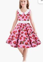 Photo 1 of 3-12Y Vintage Polka Dot Swing Girls Dresses Audrey Print Sleeveless Dress with Peter Pan Collar  -- Size Medium --
