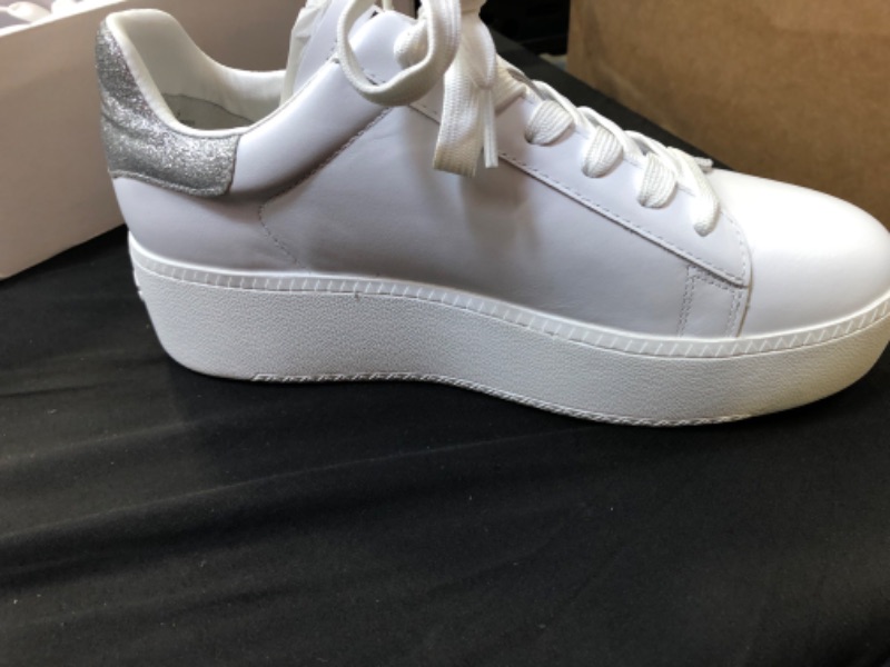 Photo 3 of ASH Women's Cult Fashionable High Platform Nappa Calf Exclusive White Sneaker Lace Up Stylish Casual Walking Shoes Christmas Shoes -- Size 9 --
