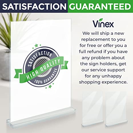 Photo 1 of Vinex Supplies 6 pack Acrylic Sign Holder 8.5 x 11, Plastic Paper Holder and Sign Stand, Menu Holder and Poster Holder Acrylic Display Stand