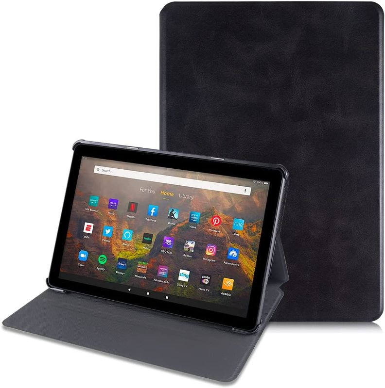 Photo 1 of BOZHUORUI Slim Case for All-New Fire HD 10 11th Generation and Fire HD 10 Plus 11th Generation 2021 Tablet - Premium PU Leather Cover with Auto Wake/Sleep (Rock Black)
