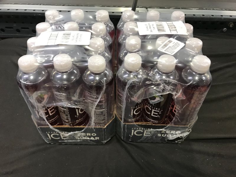 Photo 1 of 2 PACKS Sparkling ICE, Black Raspberry Sparkling Water, Zero Sugar Flavored Water, with Vitamins and Antioxidants, Low Calorie Beverage, 17 fl oz Bottles (Pack of 12) 24 TOTAL Exp 08/22