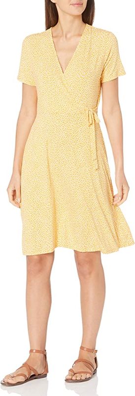 Photo 1 of Amazon Essentials Women's Cap-Sleeve Faux-Wrap Dress, Size Small
