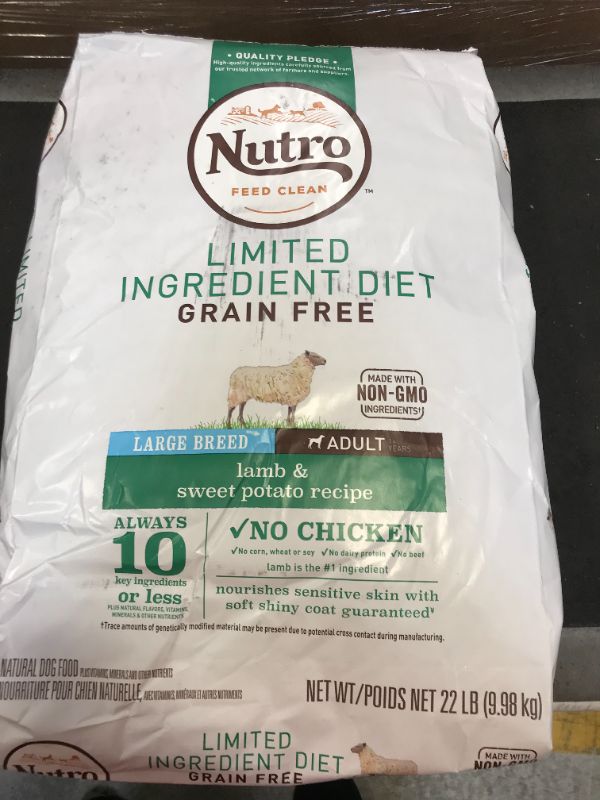 Photo 2 of Nutro Limited Ingredient Diet Adult Large Breed Dog Food Lamb & Sweet Potato 22 lbs--- exp 10/22