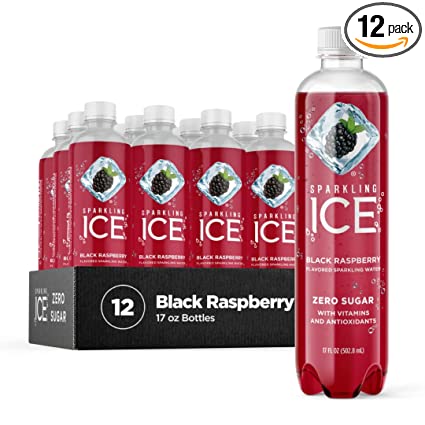 Photo 1 of  2 PACK Sparkling ICE, Black Raspberry Sparkling Water, Zero Sugar Flavored Water, with Vitamins and Antioxidants, Low Calorie Beverage, 17 fl oz Bottles (24 TOTAL) -  8/8/22
