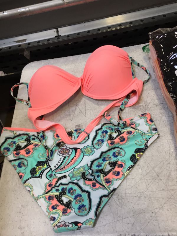 Photo 2 of Actloe Women Color Block Bikini Swimsuit Two Pieces Swimwear Push up Bathing Suit 2XL