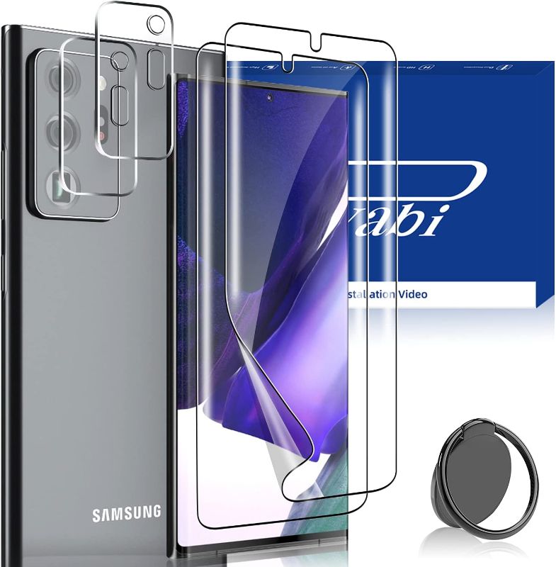 Photo 1 of [2+2+1 Pack] Panawabi Compatible for Samsung Galaxy Note 20 Ultra Flexible TPU Screen Protector + Camera Lens Protector with 360°Rotation Finger Ring Holder Kickstand, Full Coverage, Case Friendly
