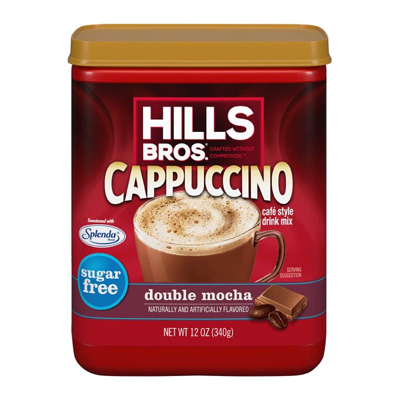 Photo 1 of  Hills Bros. Instant Sugar-Free Double Mocha Cappuccino Mix – Easy to Use, Enjoy Coffeehouse Flavor from Home – Frothy, Decadent Cappuccino with 0% Sugar and 8g of Carbs (12 Ounces) Pack of 6
BEST BY 09/15/2022