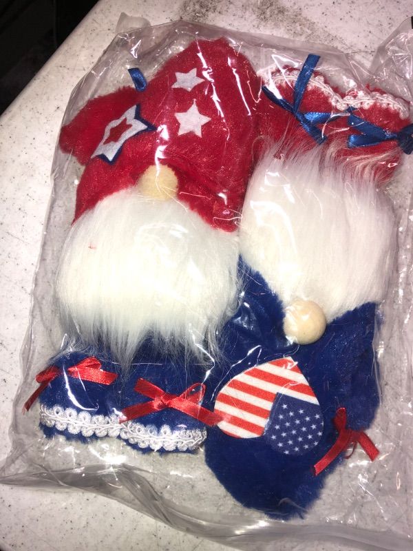 Photo 2 of 4th of July Gnomes Decor, Patriotic Tomte Plush, Independence Day Gnomes Plush, Memorial Day Nisse Handmade Scandinavian, Elf Dwarf Home Collection, July 4th Tiered Tray Decorations