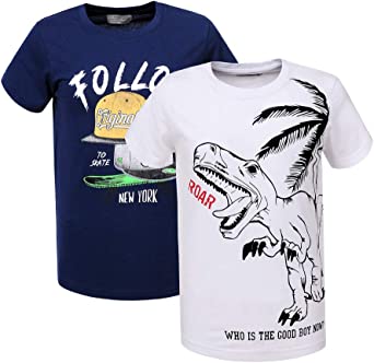 Photo 1 of GLOSTORY Boy's Summer Short Sleeve Cotton T Shirts 2-Pack - SIZE EU 110 -