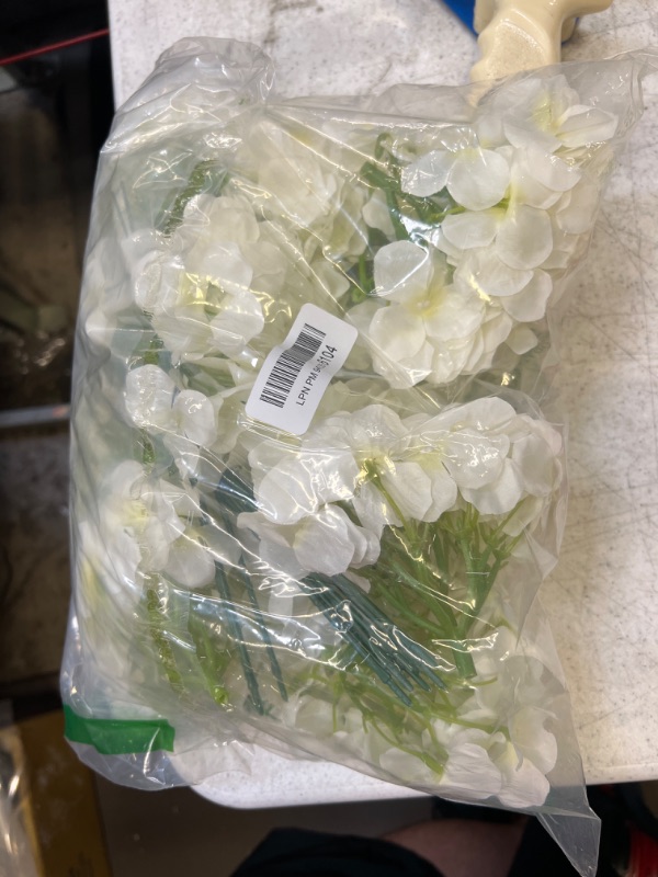 Photo 2 of Aviviho White Hydrangea Silk Flowers Heads Pack of 10 Ivory White Full Hydrangea Flowers Artificial with Stems for Wedding Home Party Shop Baby Shower Decor