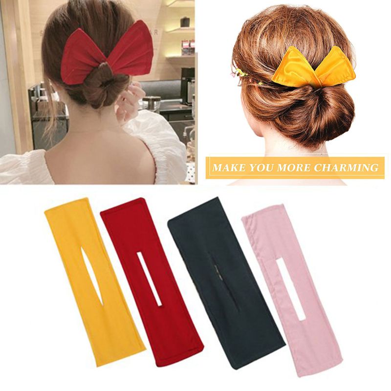 Photo 1 of 4PCS Hair Bands French Twist Hairstyle Hair Bun Maker Classy Multicolor Cloth Hair Accessories for Women