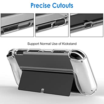 Photo 2 of JETech Protective Case for NINTENDO SWITCH (OLED Model) 7-Inch, Grip Cover with Shock-Absorption and Anti-Scratch Design, HD Clear
