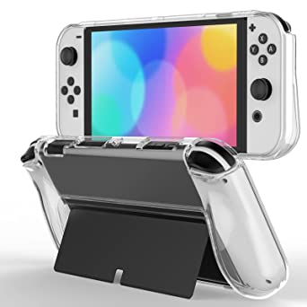 Photo 1 of JETech Protective Case for NINTENDO SWITCH (OLED Model) 7-Inch, Grip Cover with Shock-Absorption and Anti-Scratch Design, HD Clear
