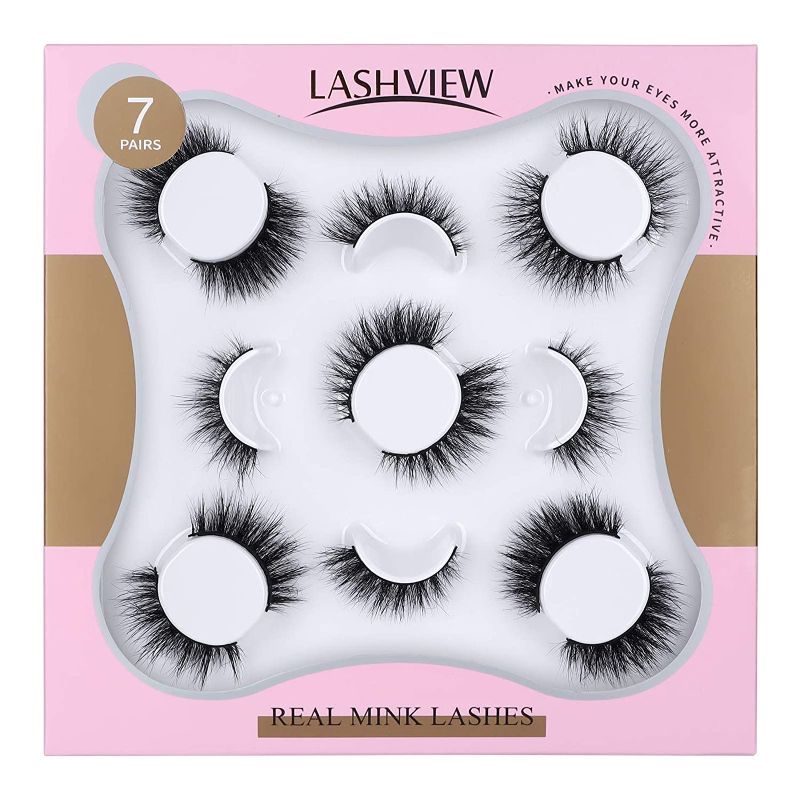 Photo 1 of 7 Pairs Mink Lashes, LASHVIEW False Eyelashes Handmade Lashes,3D Natural Layered Effect,Reusable Natural Look False Eyelashes for Makeup (CDDM-7)
