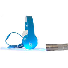 Photo 1 of Glow Headphones with Blacklight LED Flashlight from Bryte Gear - Blue - Make it Glow in The Dark
