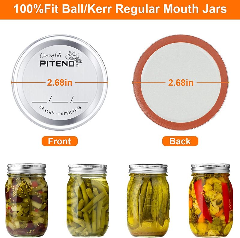 Photo 1 of ?Upgraded?48 Pcs Regular Mouth Canning Lids for Ball, Kerr Jars - Split-Type Metal Mason Jar Lids for Canning - Food Grade Material, 100% Fit & Airtight for Regular Mouth Mason Jars (Silver)
