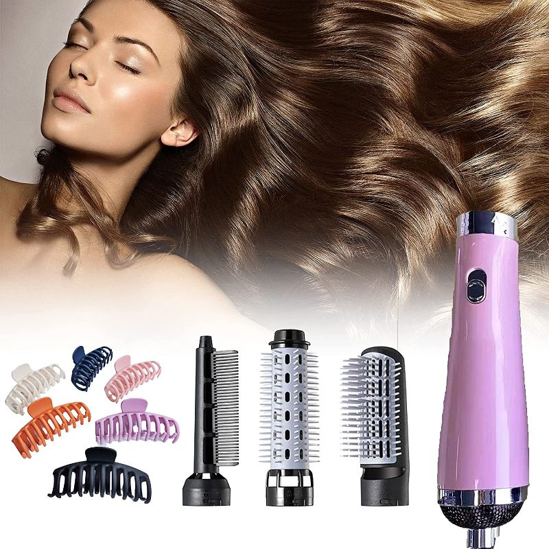 Photo 1 of (ONLY ONE HAIR CLAW CLIP INCLUDED) VIPOST Hair Dryer Brush|Blow Dryer Brush|Hairdryer for Woman|One-Step Hair Dryer and Volumizer|3 in 1 Multi-Functional Fast Salon Styler Women Rotating Straightening, Curling, Salon Anti-Scald(Pink)
