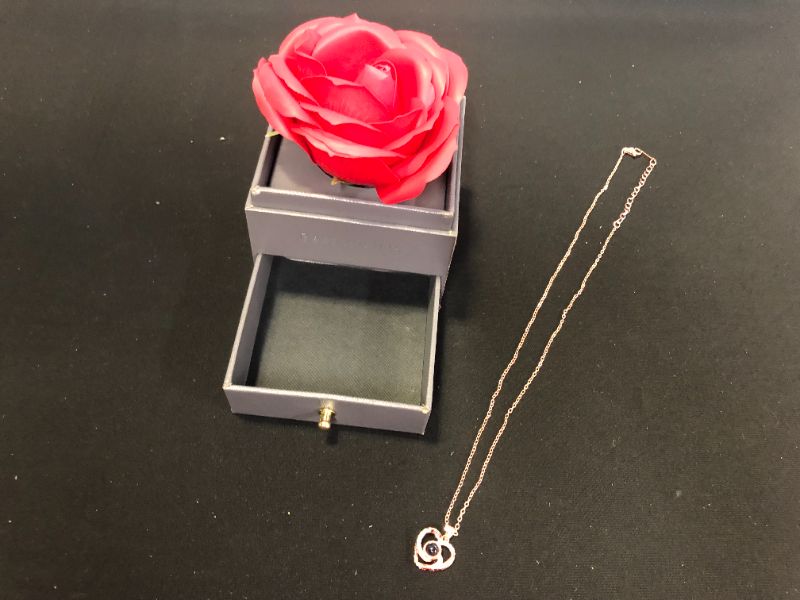 Photo 4 of Artificial Rose with Rose Gold Necklace 
