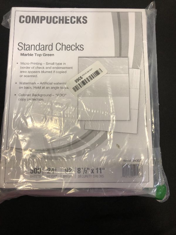 Photo 1 of Compuchecks Security Check Paper - 500 Top Blank Business Checks Compatible with QuickBooks & Any Laser Inkjet Printer Use for Payroll, Paycheck, Accounts Payable or Personal (Green Marble)