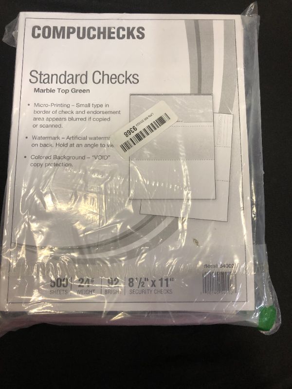 Photo 2 of Compuchecks Security Check Paper - 500 Top Blank Business Checks Compatible with QuickBooks & Any Laser Inkjet Printer Use for Payroll, Paycheck, Accounts Payable or Personal (Green Marble)