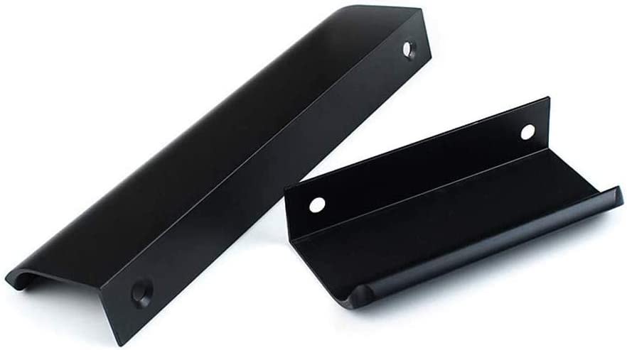 Photo 1 of 10 Pack Modern Style Finger Edge Pull Furniture DrawerHandles Hidden Cabinet Kitchen Drawer Handles Knobs,Black 80mm
