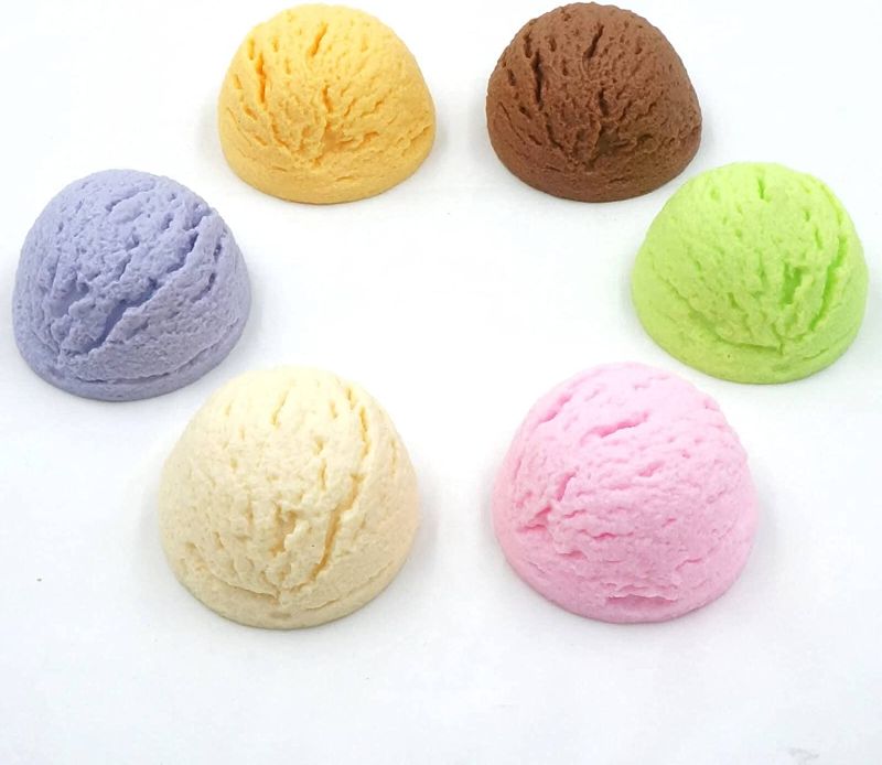 Photo 1 of [6-Pack] Faux Ice Cream Scoop Balls - Artificial Desserts Replica and Props for Decoration (Multicolor)
