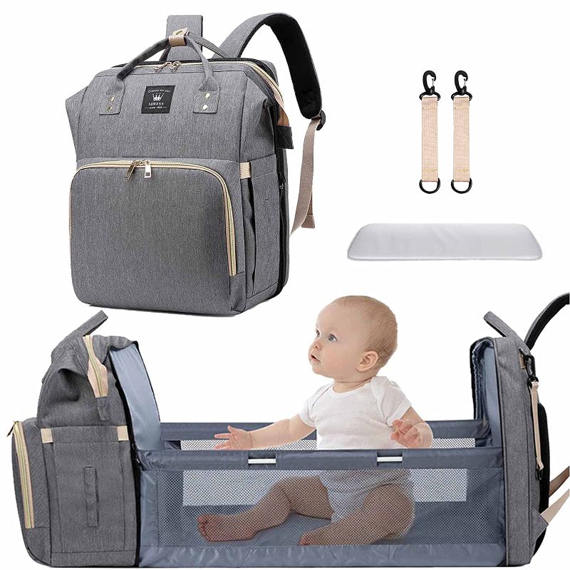 Photo 1 of Diaper Bag Backpack with Baby Changing Station , 3 in 1 Multifunction Mommy Bag , Large Capacity / Multi-pocket / Waterproof / Gray
