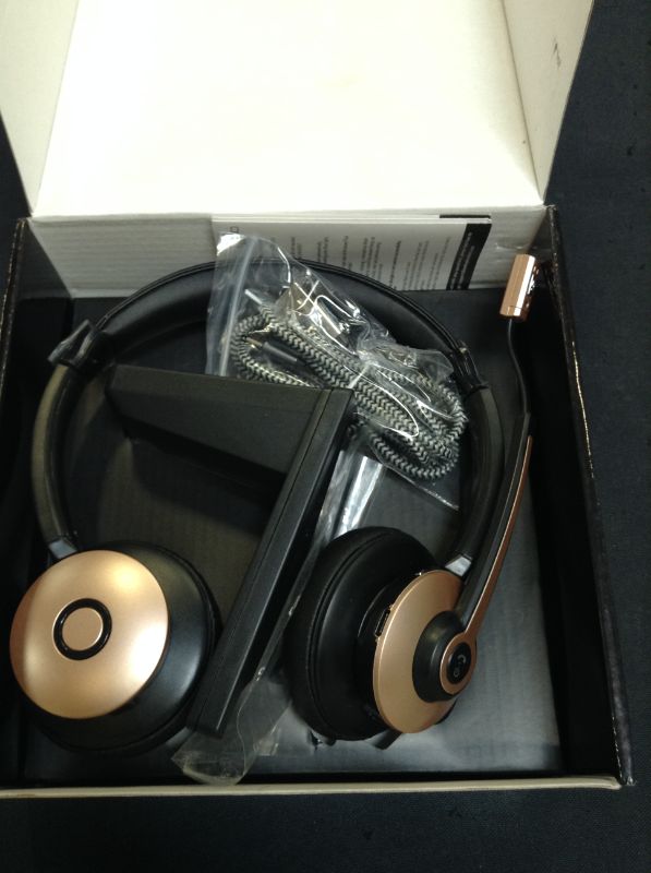 Photo 1 of Wireless Headset, Bluetooth Headset with Microphone Noise Cancelling & USB Dongle, Office Headphones with Mic Mute & Charging Dock for PC Laptop/Cell Phone/Zoom/Skype/Conference/Call Center
