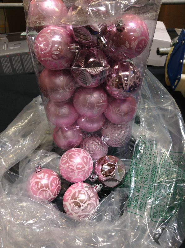 Photo 1 of 30ct 2.36" Christmas Ball Ornaments PINK 