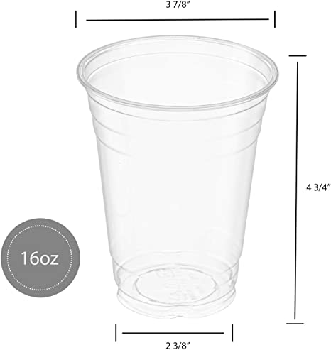 Photo 2 of [100 Count] 16 Ounce Crystal Clear PET Cups for Iced Coffee, Cold Drinks, Slush, Smoothy's, Slurpee, Party's, Plastic Disposable Cups