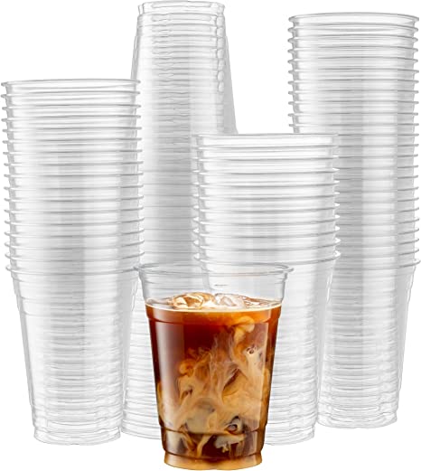 Photo 1 of [100 Count] 16 Ounce Crystal Clear PET Cups for Iced Coffee, Cold Drinks, Slush, Smoothy's, Slurpee, Party's, Plastic Disposable Cups