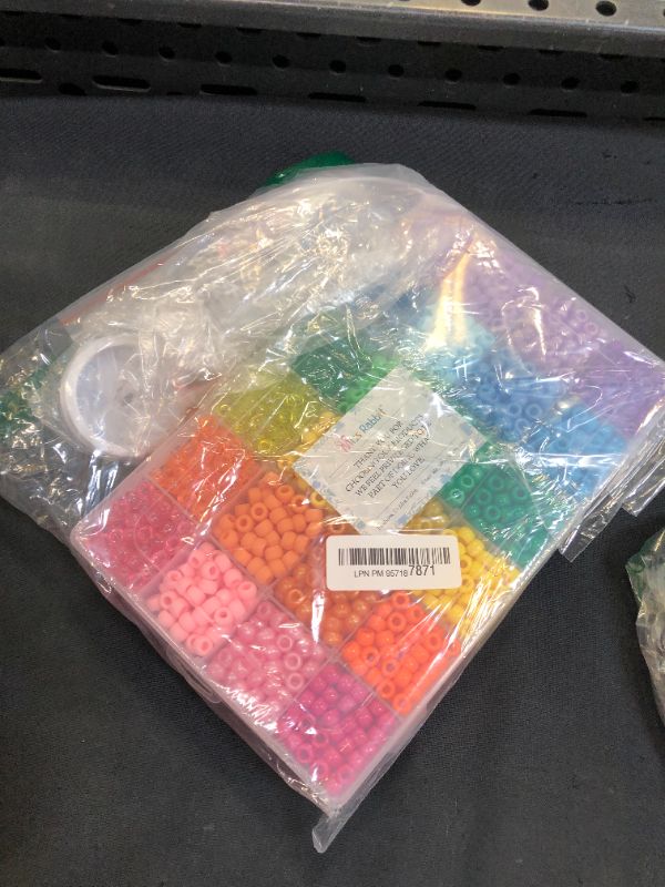 Photo 2 of 3500+ pcs Rainbow Pony Beads for Jewelry Making, Hair Beads for Braids for Girls, Bracelet Making Kit, Assorted Kandi Beads Kit with Letter and Heart Beads Hair Beader Tool Scissors Elastic String