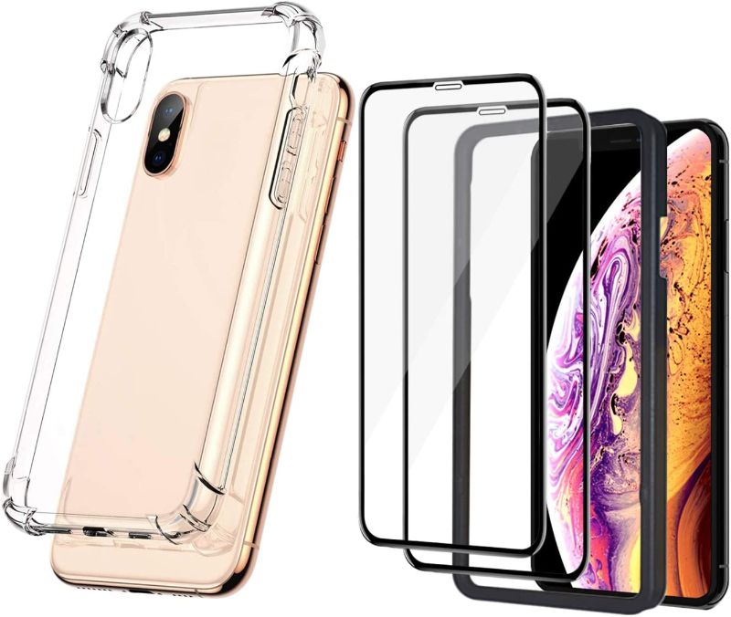 Photo 1 of Clear Bumper Case and (2) Asahi Glass Full Screen Protectors - Trevno True Series for iPhone Xs
