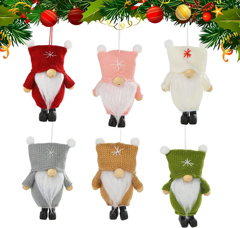 Photo 1 of 1Tomte Christmas Tree Hanging Gnomes Ornaments, 6 PCS Handmade Swedish Tomte Decorations Plush Scandinavian Santa Elf Hanging Dolls for Christmas Holiday Party Decorations
