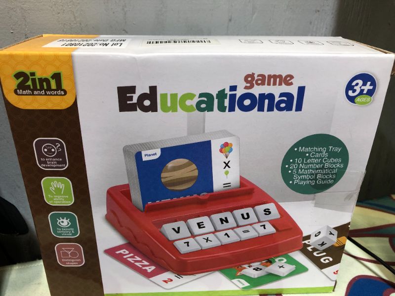 Photo 3 of Educational Game -2in1, Matching Letters and Arithmetic, Reading & Spelling, Word & Objects & Color, Number & Arithmetical Operation, Learning Toy for Preschool Kindergarten, Girls Boys Age 3 Up
